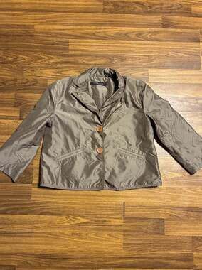 CITY UNLTD. Taupe Lightweight Nylon Two-Button Blazer Jacket Size 4